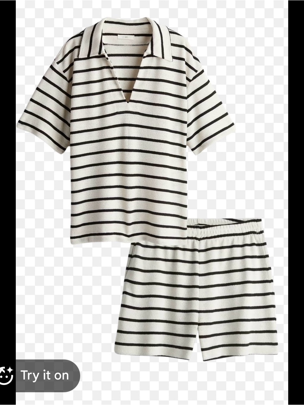 H&M Black & White Striped Short Sleeve Pajama Set